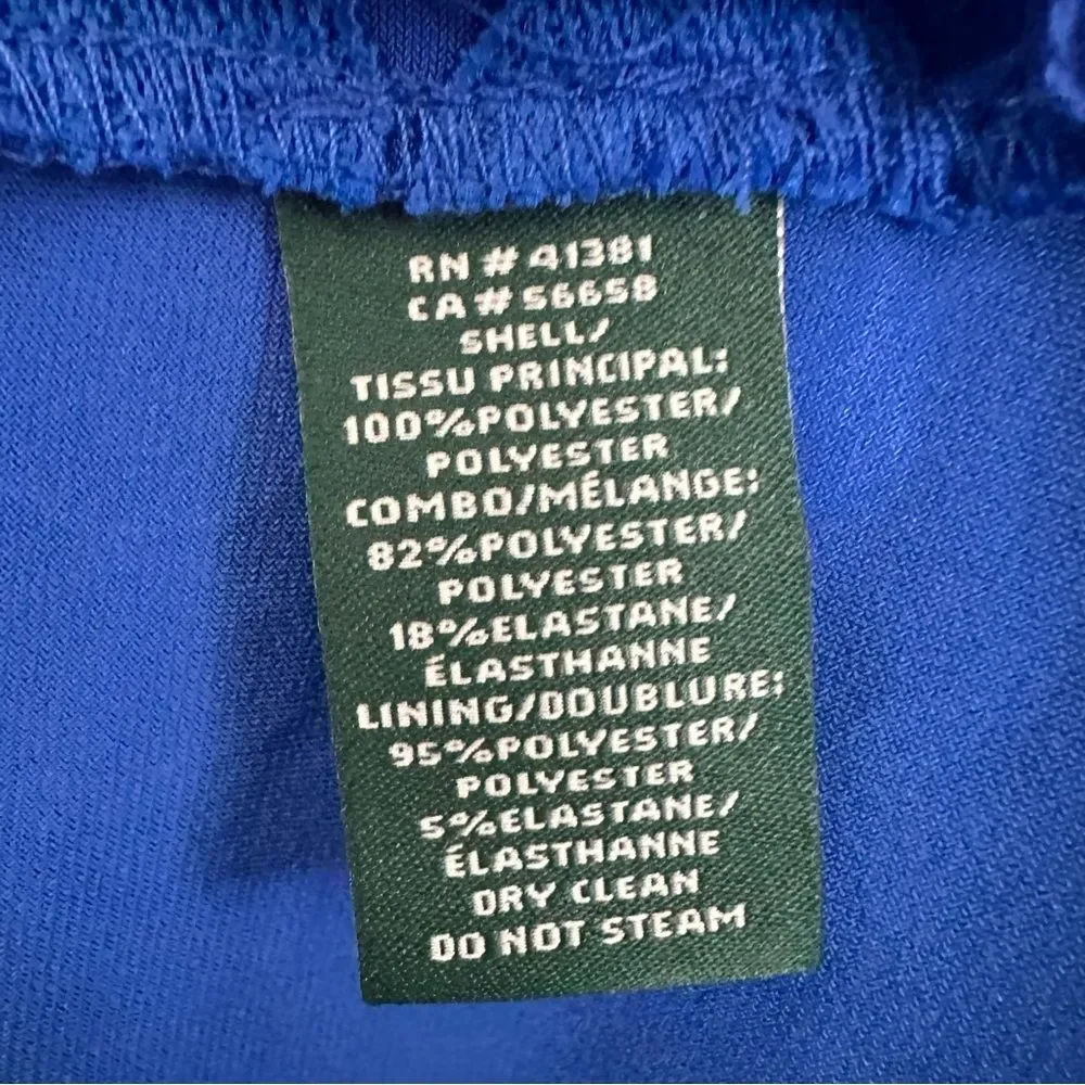 Lauren Ralph Lauren Polka Dot Cocktail Sheath Dress Women’s 10 Petite 10P Blue - Picture 5 of 10